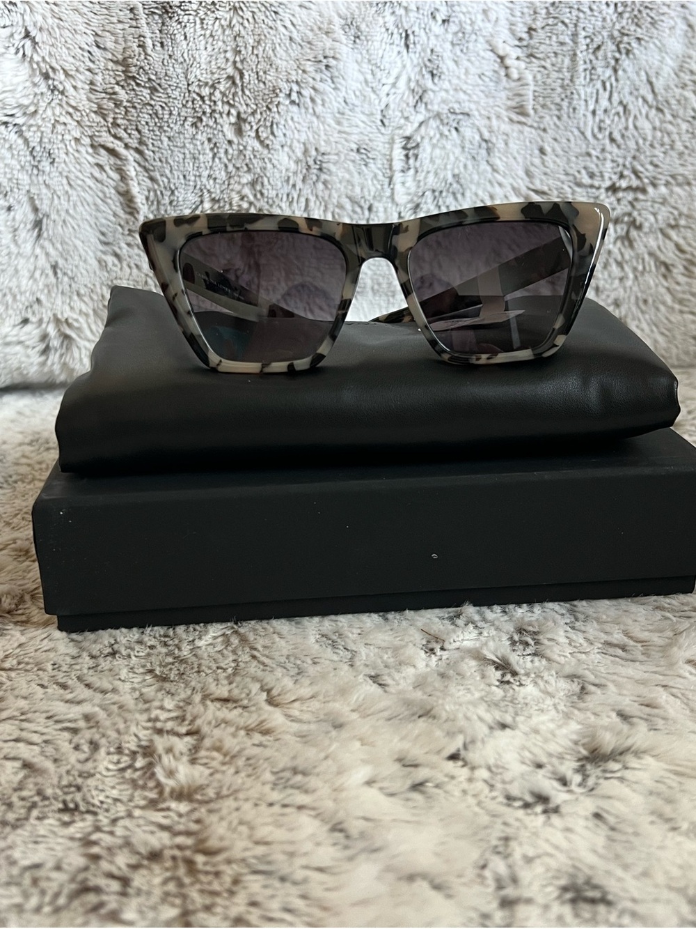 Carolina Lemke Berlin Milky Grey Tortoiseshell Cat-Eye Sunglasses - Gray Lenses